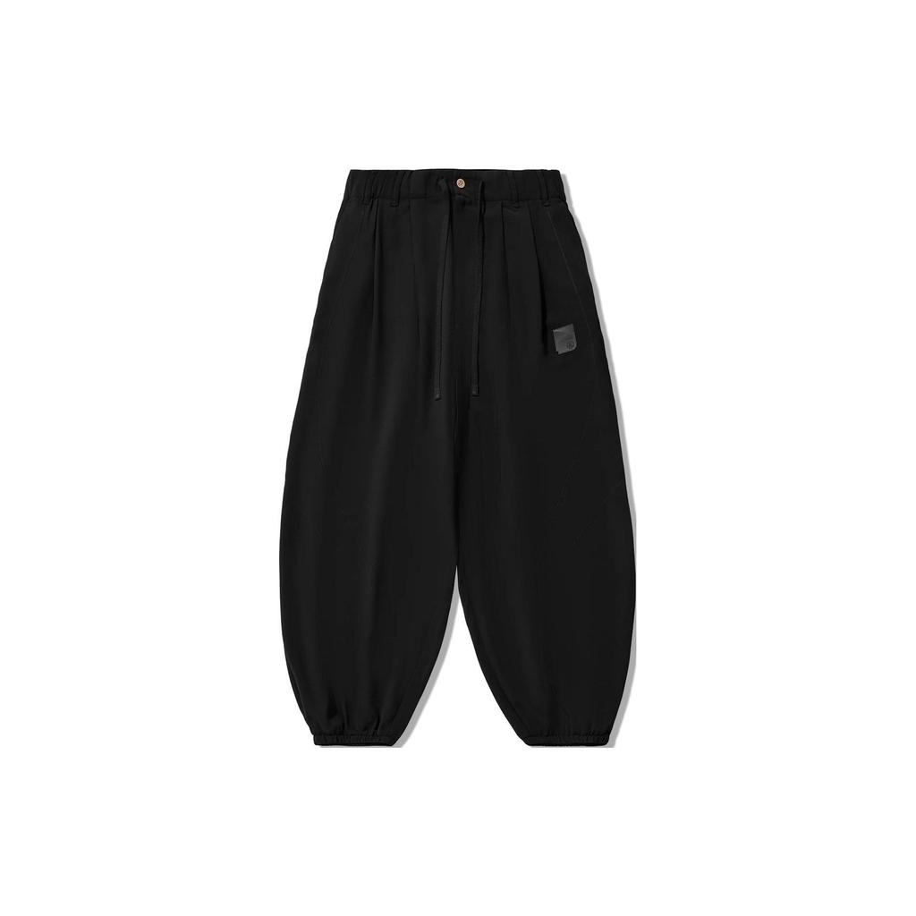 Li Ning X Jackie Chan Collaboration Solid Color Loose Fit Casual Pants Men bottoms Black AKXU091-2
