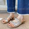 Sandalias de Mujer de Punta Cuadrada Francesa con Lazo 2025 Verano Exterior Zapatillas Estilo Hada Nuevas Cómodas Planas para Playa Sandalias de Un Paso