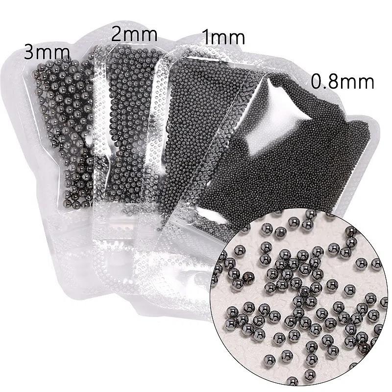 

10 г/пакет Икорные металлические бусины Шармы для ногтей Золото/Серебро/Розовое золото Стальные шарики Заклепки для ногтей 3D Микро-шарики Феи Бриллиантовый декор 3mm