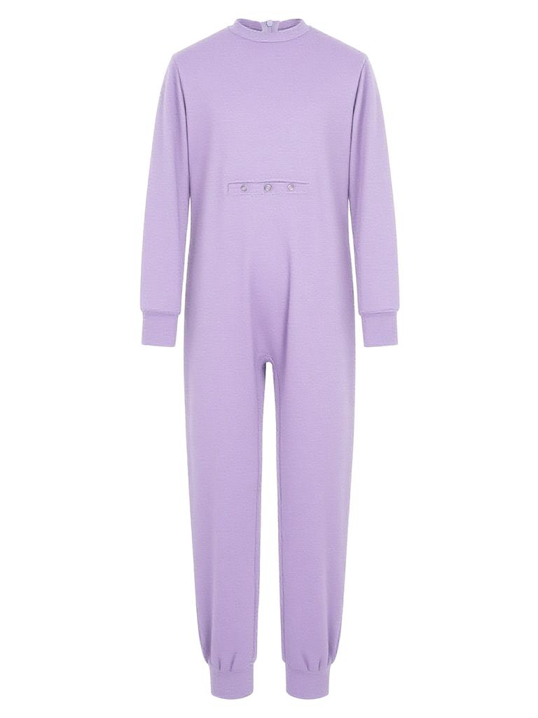 Unisex Special Needs Adaptive Clothing Long Sleeve Anti Strip Invisible Zipper Back Jumpsuit