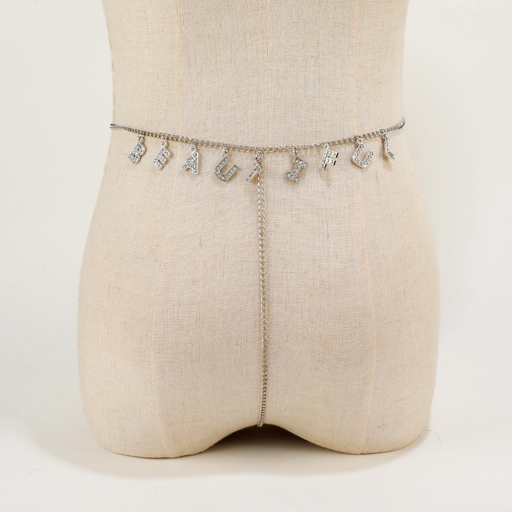 Модная цепочка на талию, многослойная хип-хоп рок-цепочка, многоэлементный алфавитный лоскутный пояс, панк-цепочка для тела