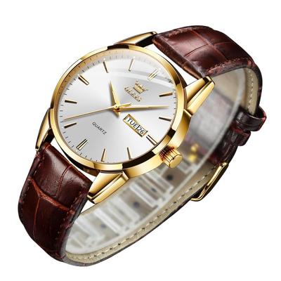 Orologio da Polso da Uomo al Quarzo con Cinturino in Pelle Impermeabile Luminoso con Calendario Orologio da Polso Abito Ufficio Pendolarismo Elegante