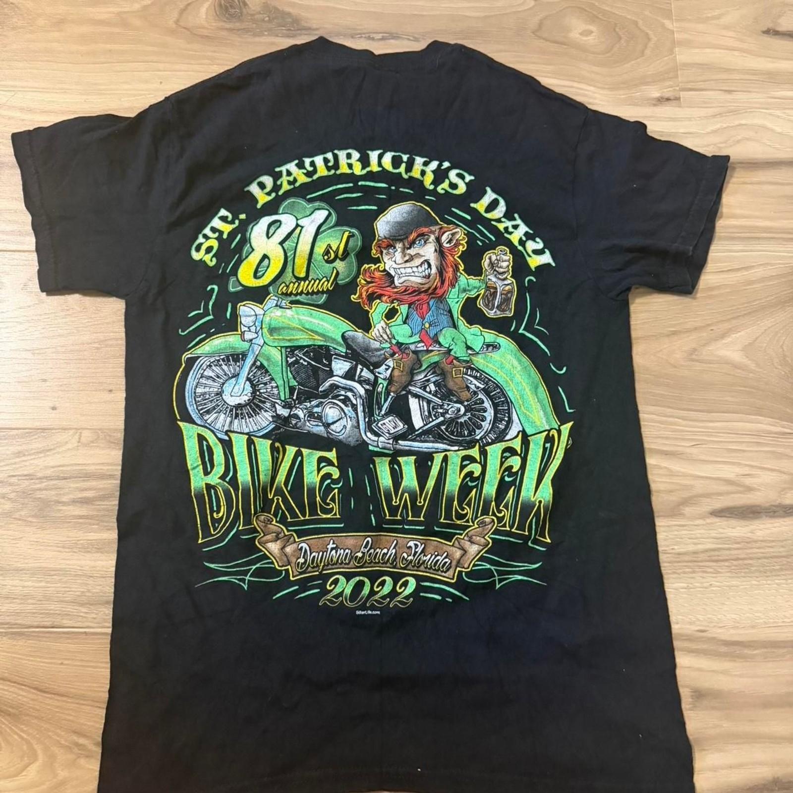 2022 Daytona Beach Bike Week Lucky Leprechaun Green black tee Size Small Unisex T-Shirt S