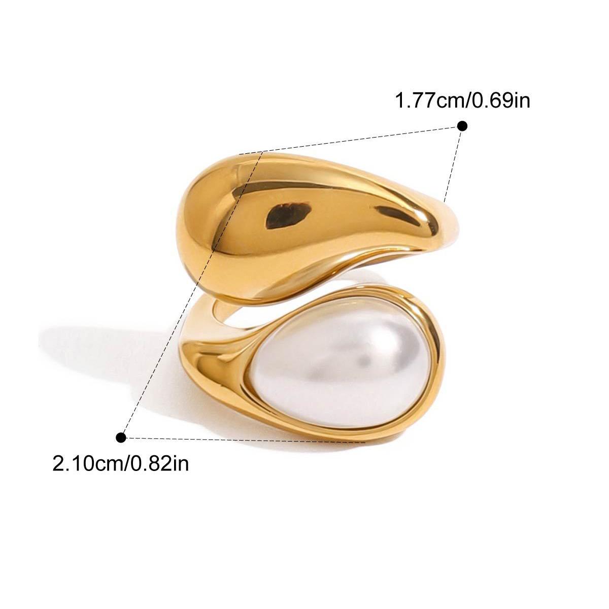 Yori Popular Stainless Steel Pearl Natural Tiger Stone Finger Ring 18K Gold Color Plated Popular Sweet Jewelry Engagement