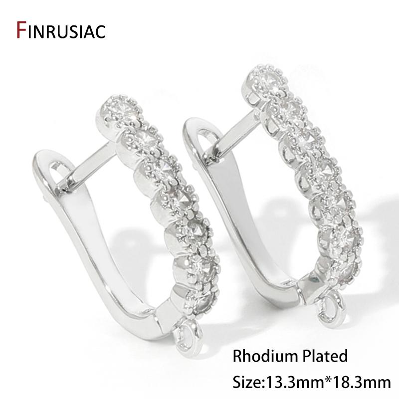 

DIY Schwenzy Findings Supplies 18K Gold Plated Brass Zircon Basic Ear Wire Earring Hooks For Women Earrings Making Accessories 1 pair