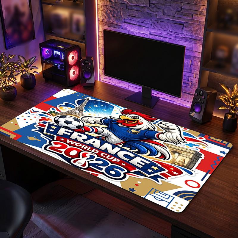 Tappetino Mouse Scudo Calcio Francia, Tappetino da Scrivania Esteso in Gomma Antiscivolo per Gaming Ufficio Laptop Regalo per Fan