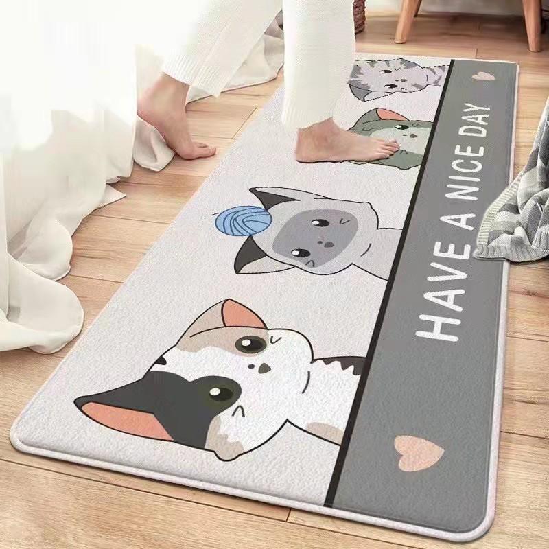 Absorbent Bath Mat Non-Slip Floor Rug Bathroom Kitchen Bedroom Entrance Soft Plush Carpet Cartoon Design