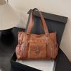 Fashionable PU Tote Bag Women's Multi Pocket Handbag with Adjustable Shoulder Strap Everyday Carry Bag