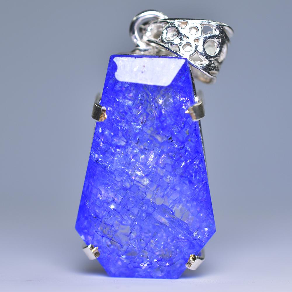 Natural Purple Tanzanite CERTIFIED 41.10 Ct Sterling Silver Fancy Gems Pendant MY.PD-169-NS