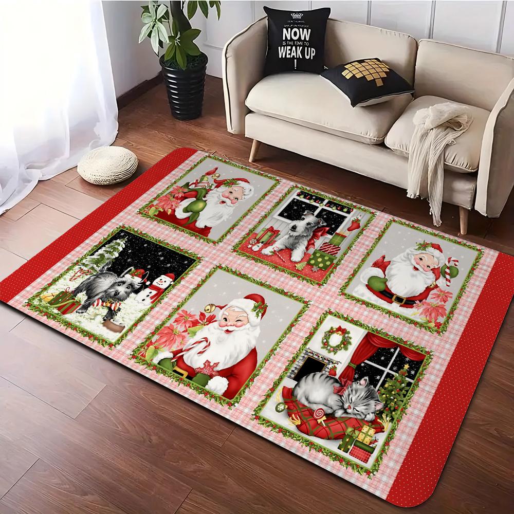 

Веселый рождественский нескользящий коврик для кухни, нескользящий коврик для кухни, гостиной, спальни, моющиеся фланелевые коврики 40X60cm-16x24in