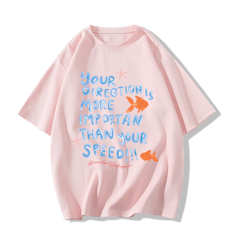 Pink ort Sve T-irt Women's Summer Loose Fit round Ne Korean Sle Lazy Sle Cotton Top Printed Commute Faion