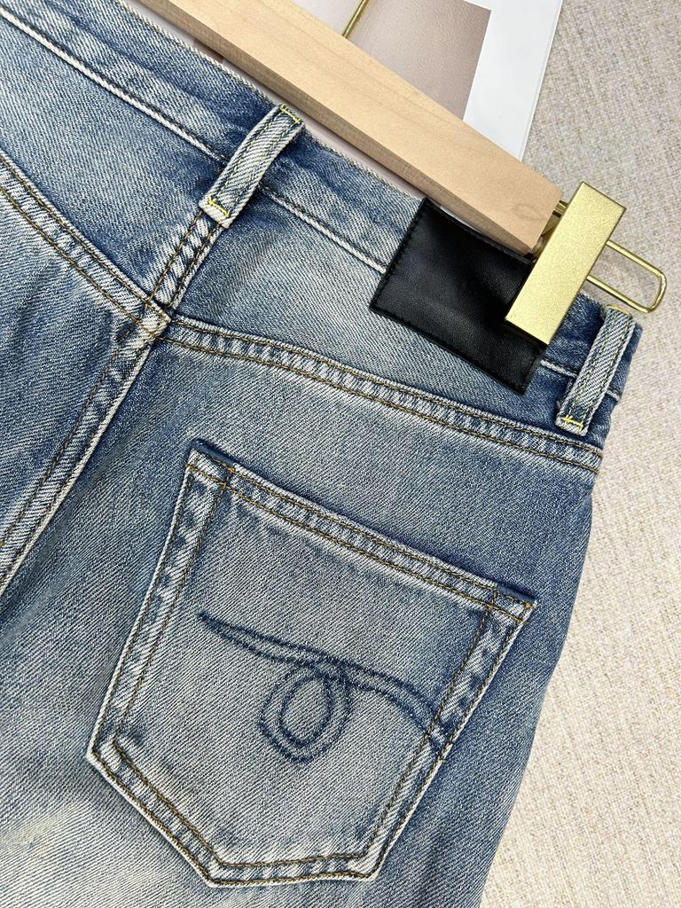 R.13 Autumn Retro Loose Wide-Leg Patchwork Denim Jeans