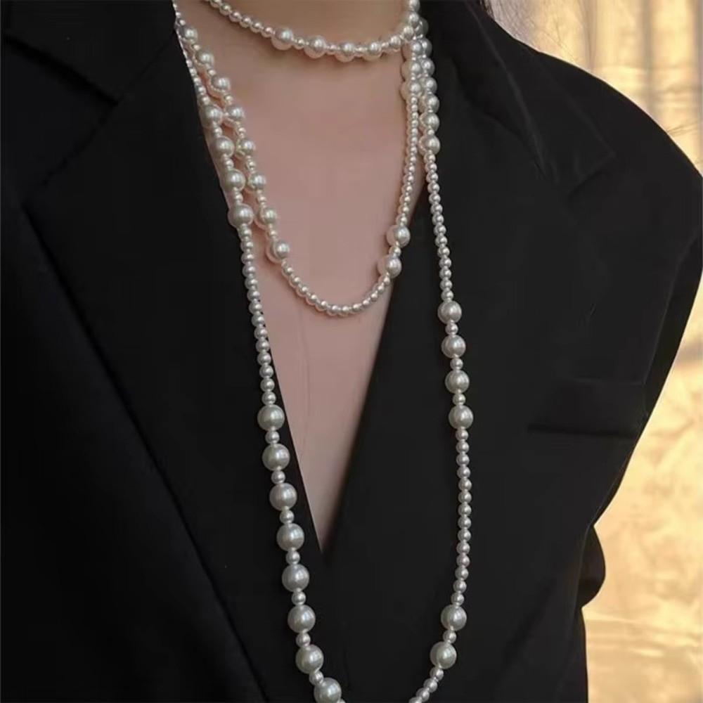 Long Length Pearl Necklace Simulated Pearl Women's Necklace Sweet Long Necklace  Formal Occasions