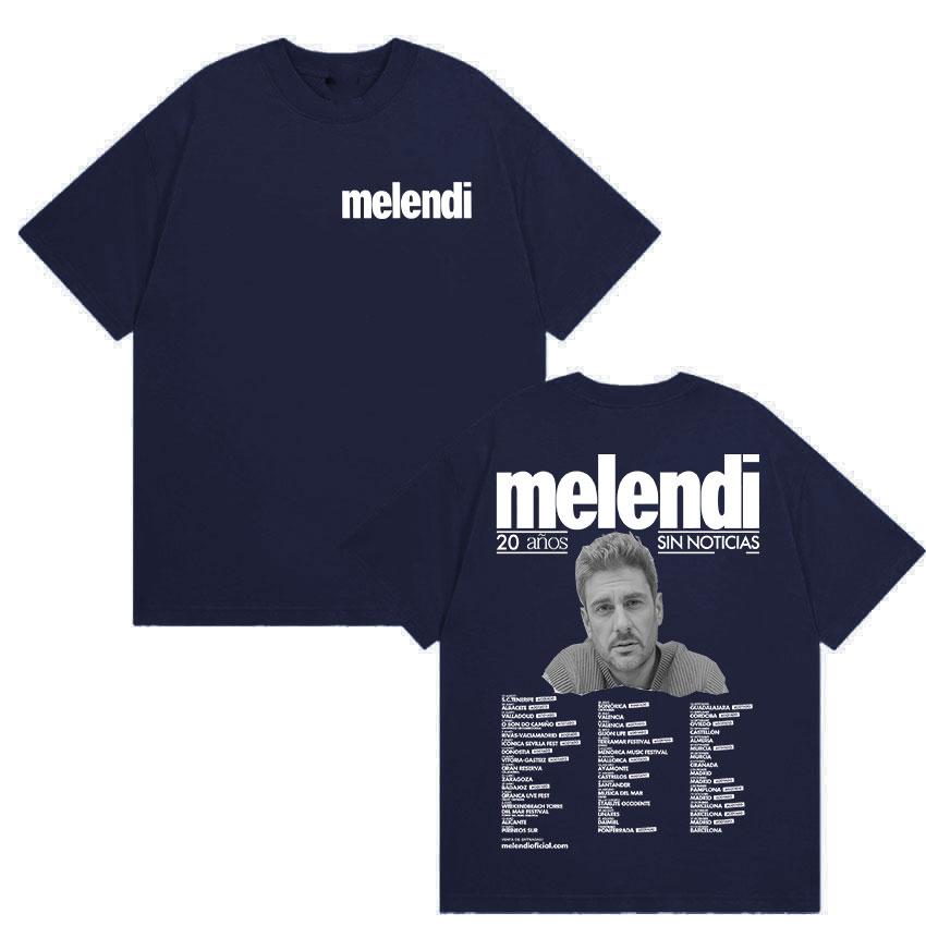 Rapper Melendi Tour 2025 Summer Merch 100 Pure Cotton Printed Tshirt Mens Retro Fashion High Quality Hip Hop Punk Oversized
