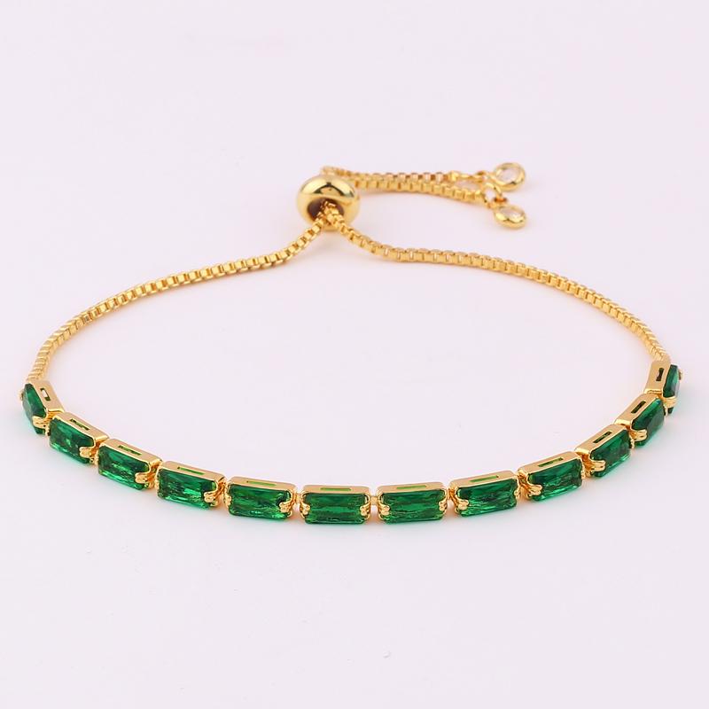 Good Quality Cubic Zirconia Green Tennis Chain Bracelets For Women 18K Gold Hand Chain CZ Chain Homme Jewelry