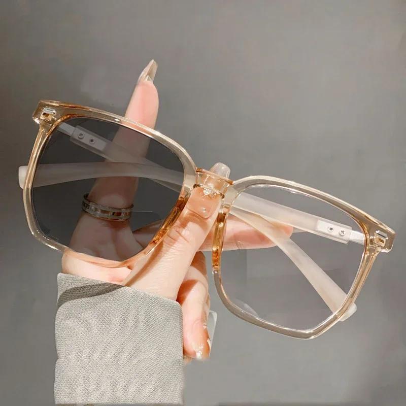 Ultra Light Square Photochromic Myopia Glasses for Women Large Frame Polygonal Myopia Eyewear Anti Blue Light Near Sight Glasses