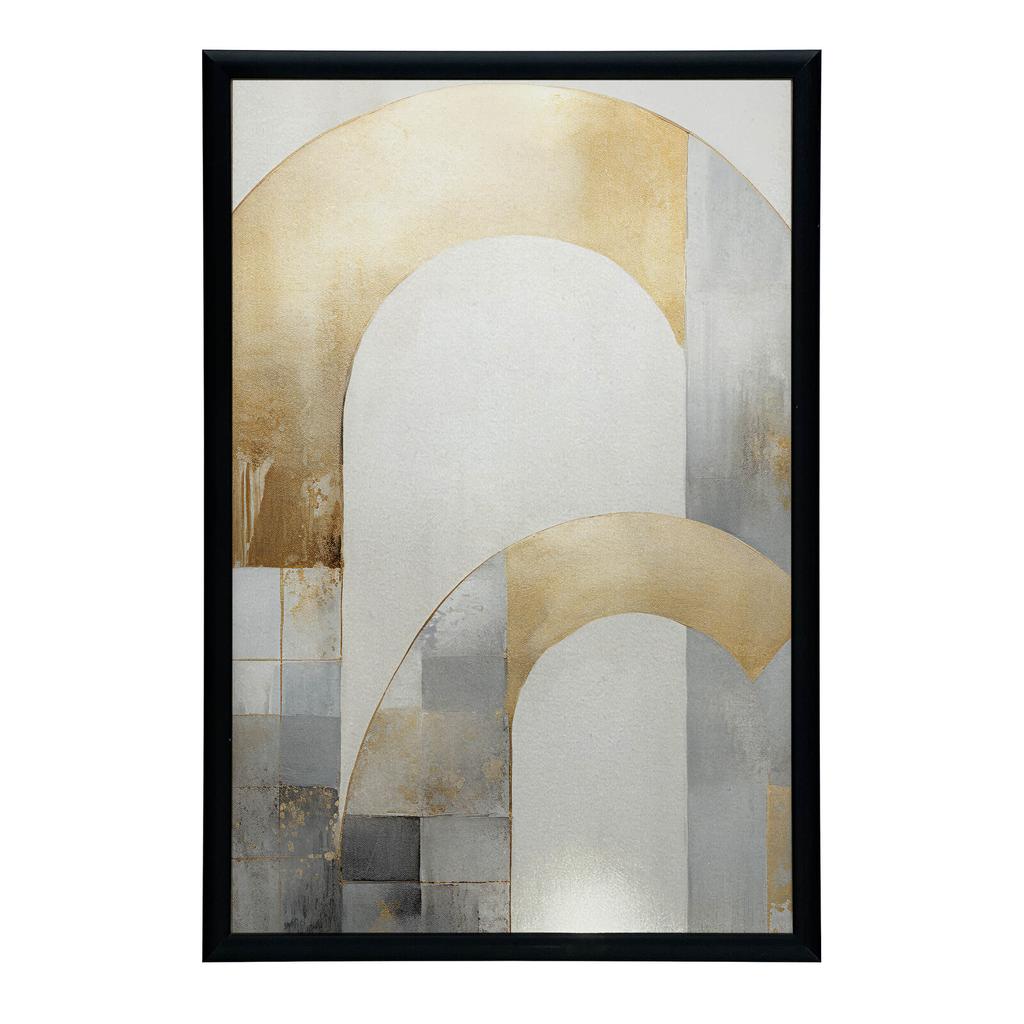 Art Deco Elegance: Gold and Silver Abstraction Elegance Art Deco: Gold And Silver Abstraction, 30X40 Cm, White Wooden Frame, 230 Gsm Matte Paper