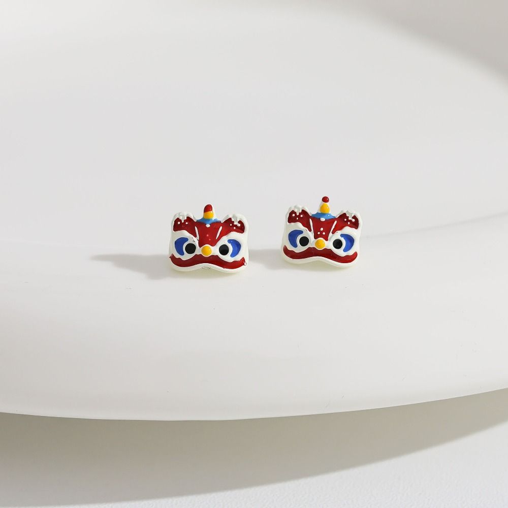 Good Luck Lion Dance Earrings Set Tassel New Year Earrings Trendy Bell Ear Studs  Ear Accessories
