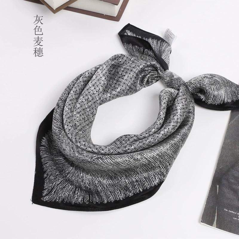 53cm 100% Silk Men's Luxury Printed Decorated Small Square Scarf Foulard Hijabs For Men