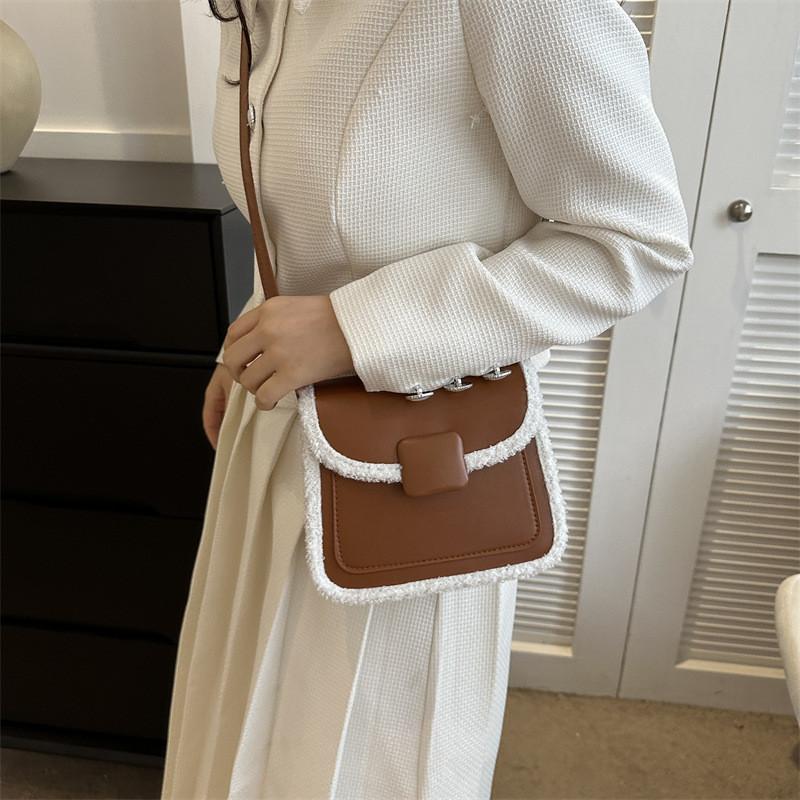 Elegant Pu Leather Small Square Bag Casual Womens Crossbody Bag With Magnetic Closure