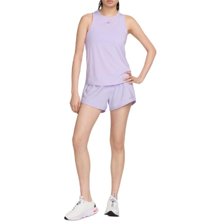 Nike Dry Fit One Loose Mid Rise Three Quarter Casual Shorts Women Shorts Lilac-Purple DX6011-512