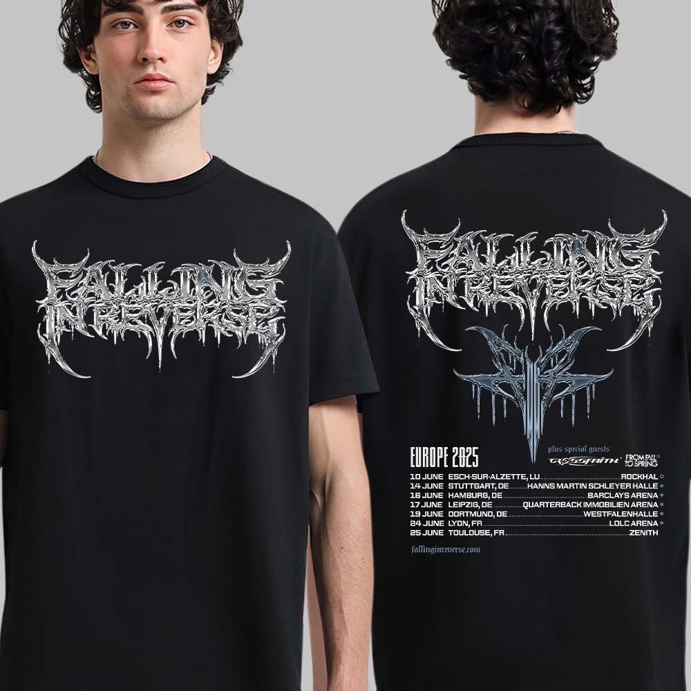 Falling In Reverse Europe 2026 Summer Shows Tour Dates Two Sided Unisex T-Shirt XXXXL