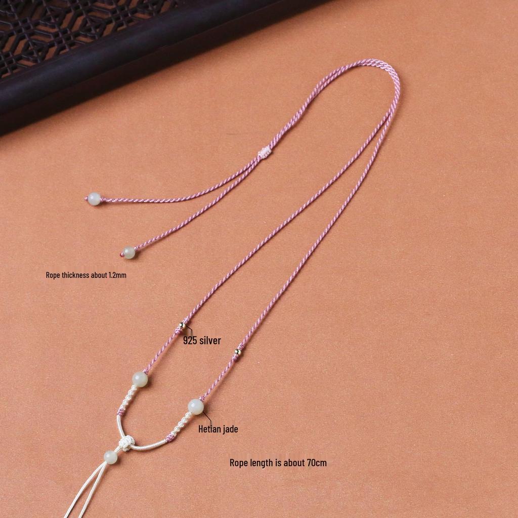 Handcrafted Women's Delicate Hetian Jade Clavicle Chain - Elegant New Chinese Style