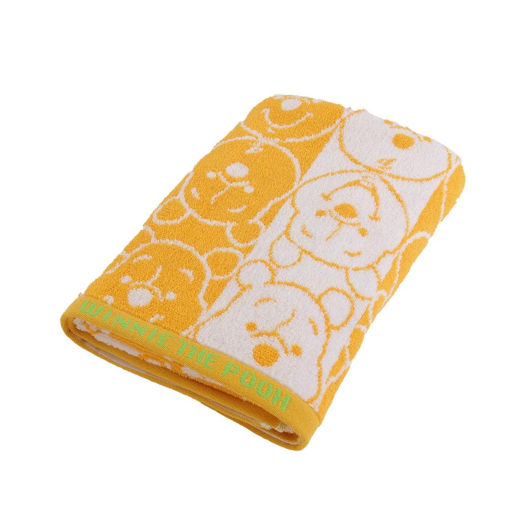 Marushin Disney Winnie the Pooh Bath Towel with Pooh Face Antibacterial and Perfect Gift Design, 100% Cotton, Deodorizing, (Product Number