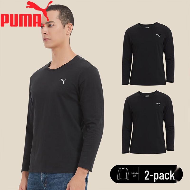 Puma Men's 2-Pack Long-Sleeve Cotton Crew Neck T-Shirt