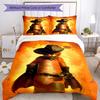 3pcs Puss In Boots Bedding Set Duvet Cover Closure Includes 1 Duvet Cover & 2 Pillowcases, Soft and Comfortable for All Seasons.