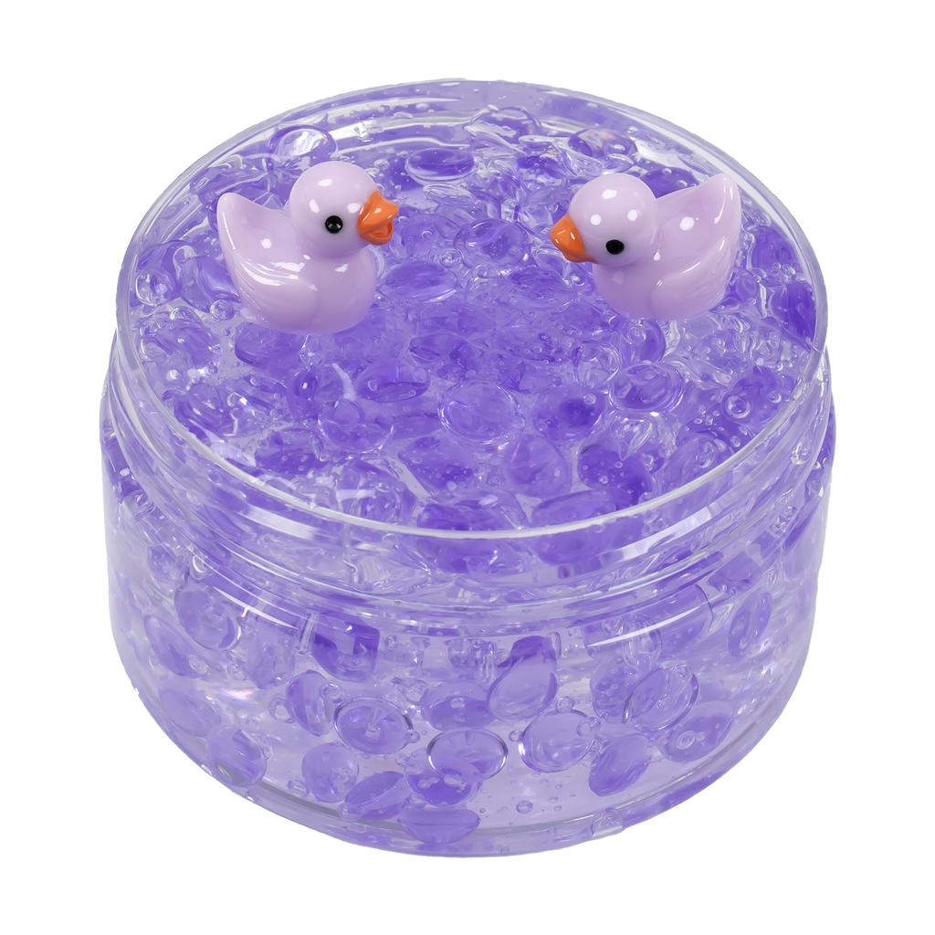 Kids Childrens 120ml Clear Beads Slime Kit with Duck Charms - Perfect Anti Stress Stretchy Non-Sticky Crystal Slime Gift Present for Teens