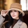 Japanese New Printed Breasted Fisherman Hat Autumn and Winter Fashion Versatile Plus Velvet Thickened Pot Hat British Retro Warm Hat