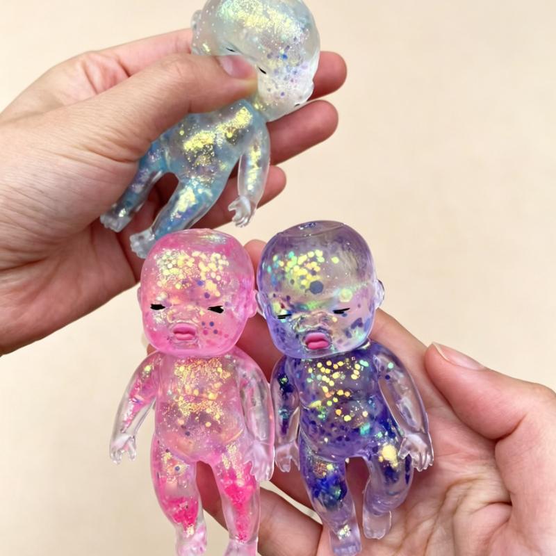 Giocattoli Morbidi Adorabili a Forma di Ragazzo Glitter Spremibili Creativamente Morbidi Personalità Giocattolo Lucido Sollievo dallo Stress Ansia Giocattolo a Sollevamento Lento