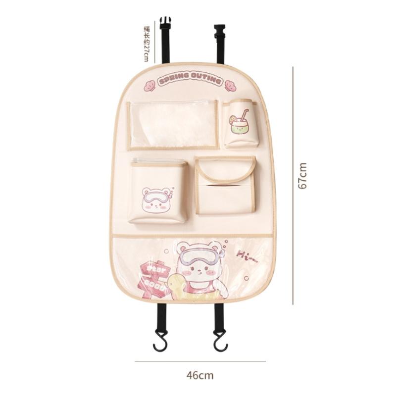 Car Anti-kick Pad Rear Seat Back Bag Universal CuteCartoon Car Safety Seat Anti-wear Pad Multi-functional Storage Protection Pad