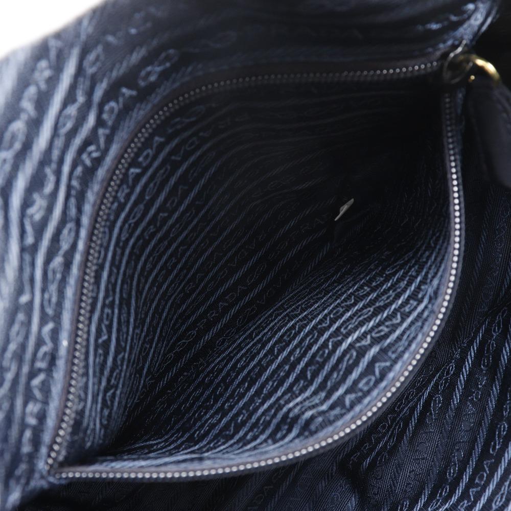 PRADA ChainShoulder Shoulder Bag quilting Navy blue Nylon Women Used