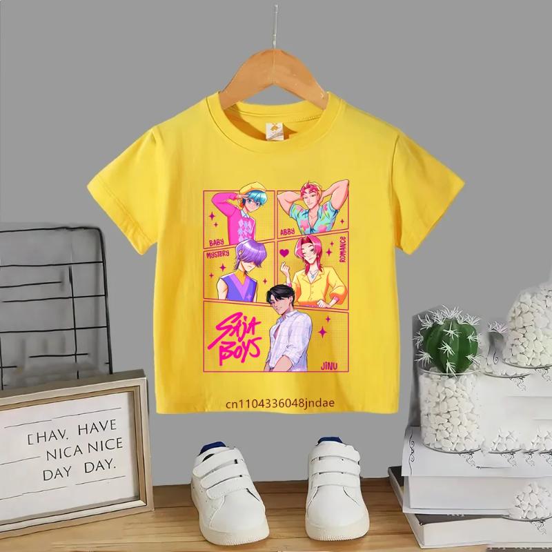 2026 New Hot KPop Demon Hunters Child Short Sleeve T-shirt Anime Character Print Tees Boys Girls Casual Tops Birthday Gift