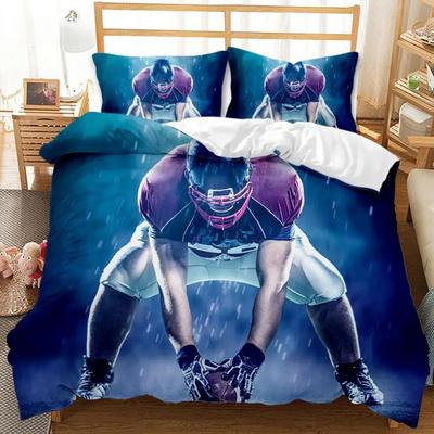 Football Duvet Cover Set with Fire Design Youth Sports Bedding for Teens Double Queen King Size Polyester