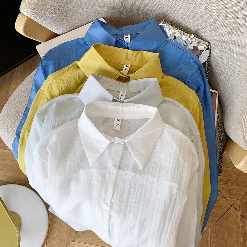 Elegant Back Slit Strap Splicing Lace Sunscreen Shirt Long Sleeved Loose Jacket for Women's Bow Tie Summer Fashion Thin Loose Fit Shirt Sweet Blouse