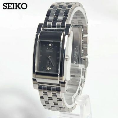 Used Seiko Eu Rectangular Rhinestone Dial Ladies Watch, Working Condition