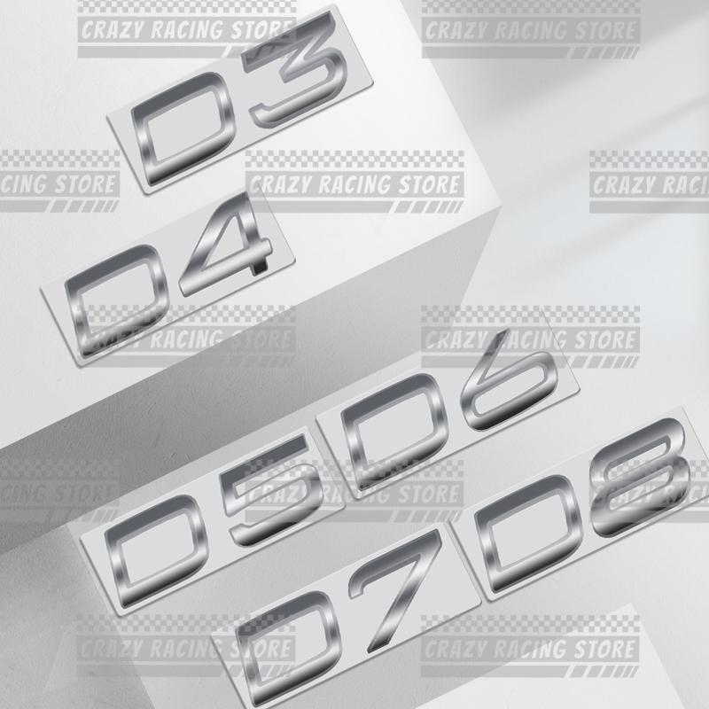 Car Badges For Volvo XC40 XC60 XC90 XC70 S60 V60 V70 S90 V40 AWD D3 D4 D5 D6 D7 D8 Bright Silver Rear Trunk Emblem Metal Sticker