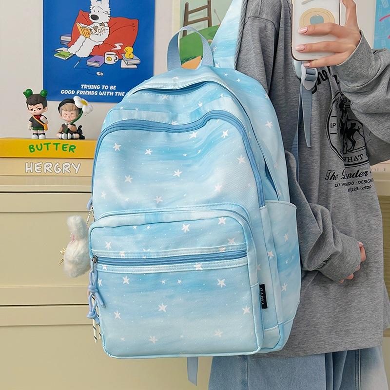 Schoolbag, Japanese Style INS Cartoon Star Backpack for Women, Large Capacity Collegiate Style Student Backpack, Cute Fashionable and Personalized