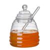HZIYOU Honey Jar with Glass Honey Dipper and Honey Pot, Heat-Resistant Honey Pot for Home Kitchen Use (400ML)