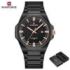 NAVIFORCE Simple Watch for Men Stainless Steel Strap Calendar Movement Luminous Pointer Waterproof 3ATM Casual Fashion Men's Watch NF9245