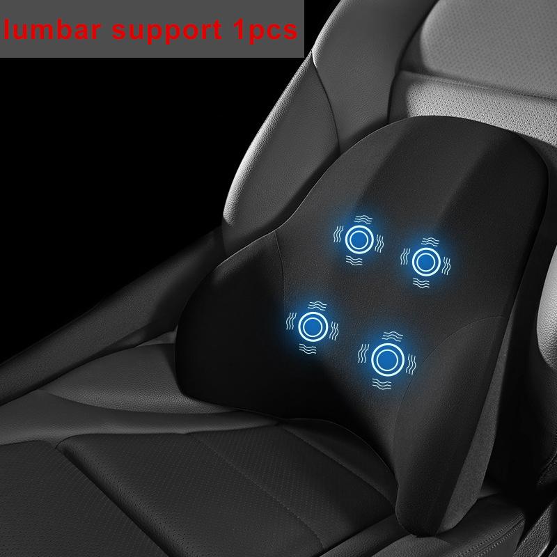 Car Electric Single Lumbar Single Headrest Vibration Massage Lumbar Support Neck Pillow Lumbar Cushion Car Seat Car Interior