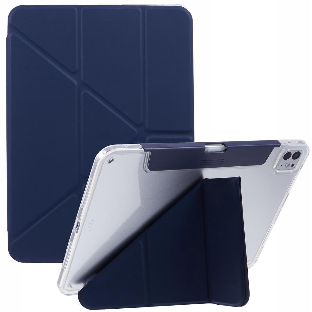 MUTURAL For iPad Pro 11 (2024) Case PU Leather Clear Back Tablet Cover with Pencil Holder Origami Standing