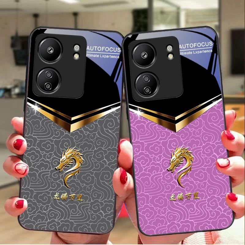 Kształt litery V Kran Do Xiaomi Redmi 13C Note13 12 Pro Plus 5G Note 9 13T Pro POCO X6 F5 F6 Czarne Hartowane Szkło Etui na Telefon