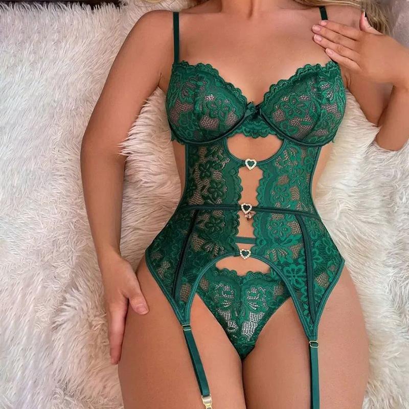 Lace Sexy Lingerie Transparent Hot Porno Lace Erotic Underwear Sexy Bra Set And Garter Lingerie Sexy Hot Erotic Sleepwear