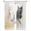 Black White Horse Watercolor Painting Tulle Sheer Window Curtains for Living Room Kitchen Children Bedroom Voile Hanging Curtain
