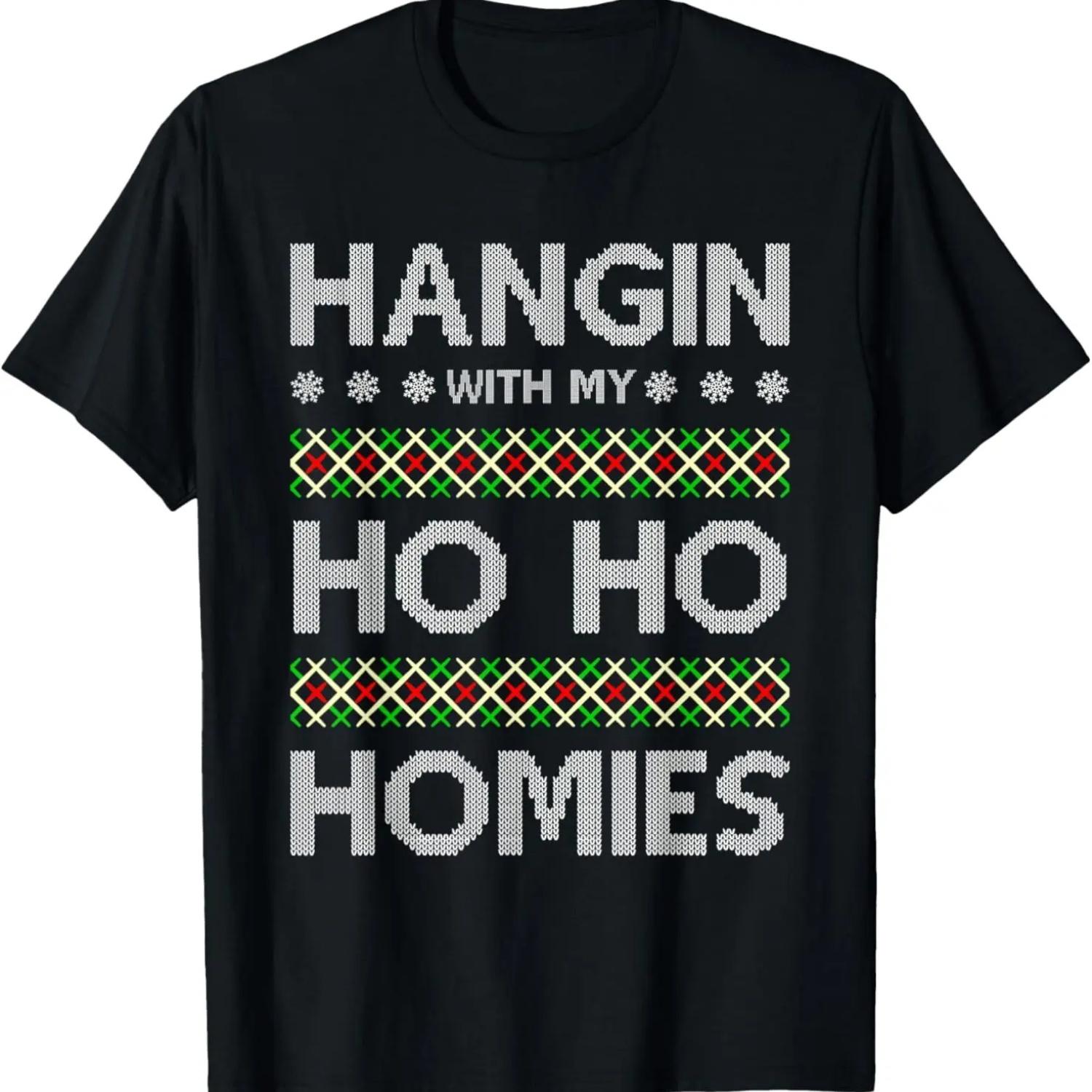 Hanging With My Homies Ugly Christmas Pajama Cool X-mas T-Shirt S чёрный