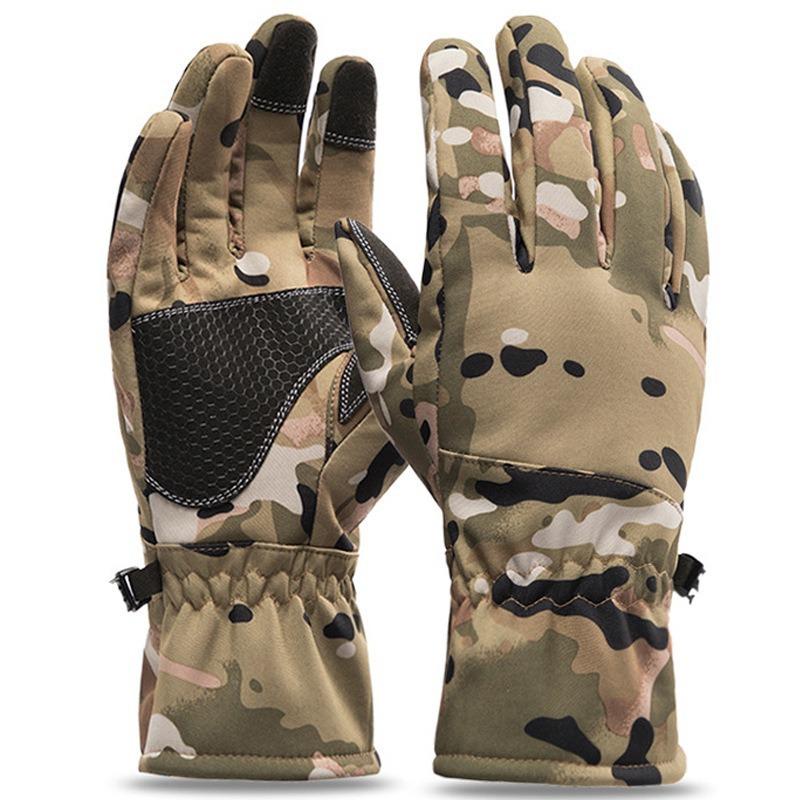 Winter Waterproof Plush Soft Shell Tactical Gloves for Mountaineering, Skiing, and Cycling